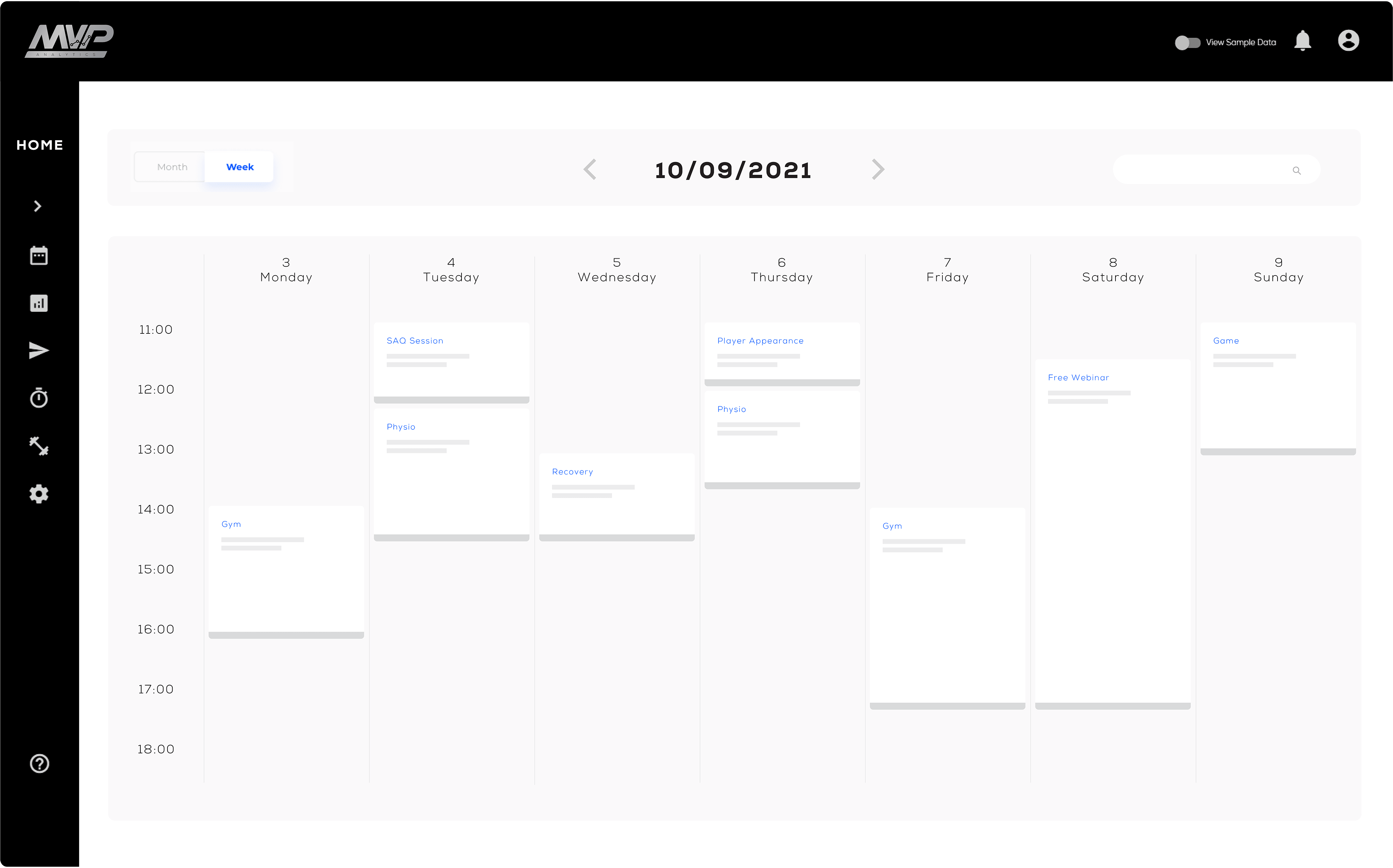calendar view of events
